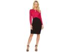 Ellen Tracy Long Sleeve Color Block Dress W/ Keyhole (rose/black) Women's Dress