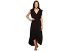 Splendid Solid Ruffle Wrap Dress (black) Women's Dress