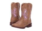 Roper Kids Lexi (toddler) (tan Faux Leather/pink Glitter Inlay) Cowboy Boots