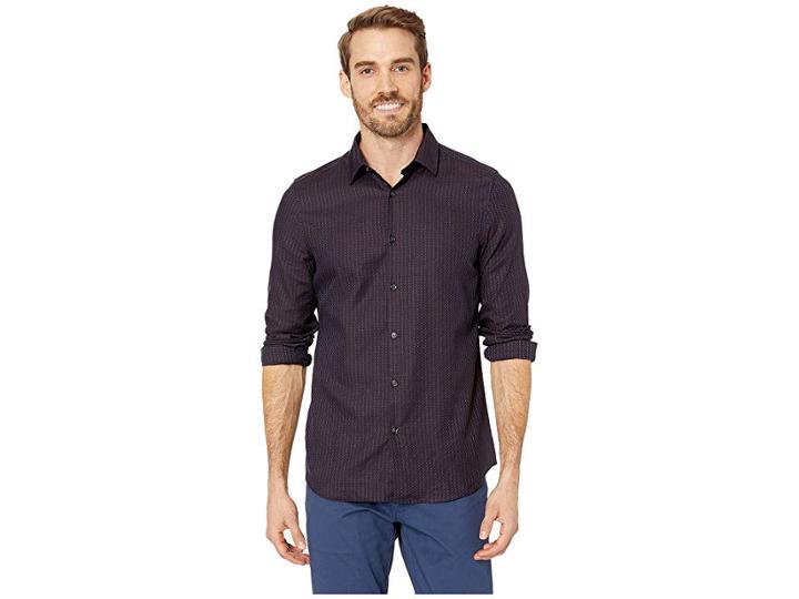 Perry Ellis Slim Fit Check Shirt (port) Men's Clothing