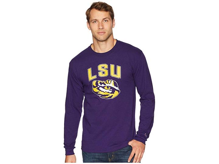Champion College Lsu Tigers Long Sleeve Jersey Tee (champion Purple) Men's T Shirt