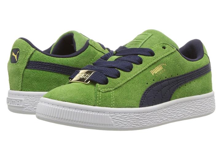Puma Kids Suede Classic Bboy Fabulous (little Kid) (green Forest/turkish Sea) Boys Shoes