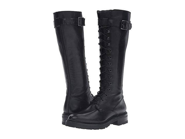 Frye Julie Lace Tall (black Soft Lamb) Women's Pull-on Boots