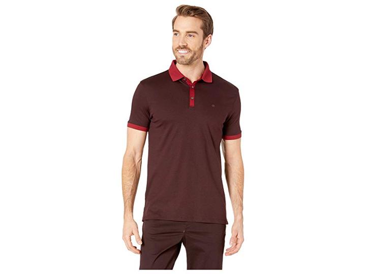 Calvin Klein Short Sleeve Polo With Contrast Trim (wine Tasting Combo) Men's Clothing