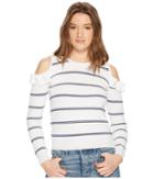 Jack By Bb Dakota Eloisa Cold Shoulder Striped Sweater (off-white) Women's Sweater