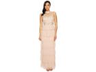 Adrianna Papell Long Fuffle Boho Halter Gown With Beaded Bodice (blush) Women's Dress