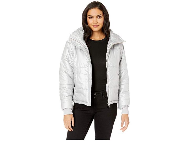 Romeo & Juliet Couture Puffer Coat (silver) Women's Coat