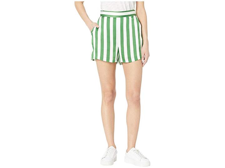 Juicy Couture Awning Stripe Satin Shorts (green Tea/awning Stripe) Women's Shorts