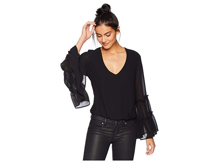 Show Me Your Mumu Nicolette Top (black Chiffon) Women's Clothing
