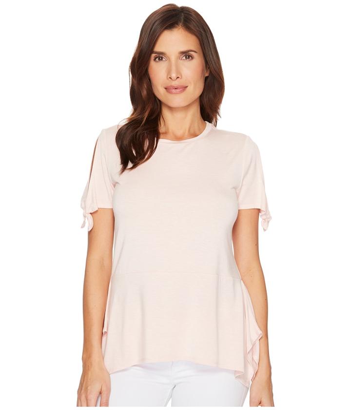Ivanka Trump Knt Cap Sleeve Peplum Tee (heather Blush) Women's T Shirt