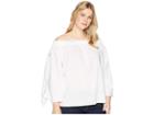 Nydj Plus Size Plus Size Off Shoulder Blouse W/ Embroidery (optic White) Women's Blouse