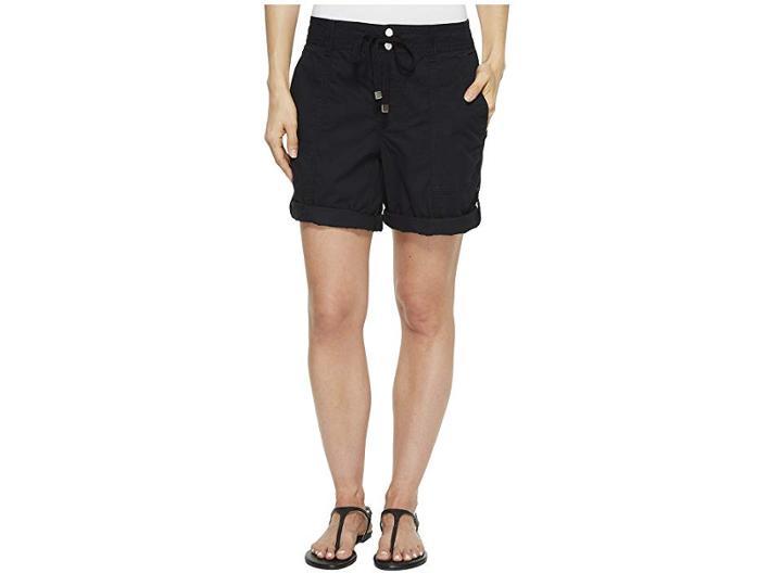 Lauren Ralph Lauren Cotton Twill Drawstring Shorts (polo Black) Women's Shorts