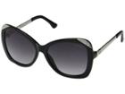Guess Gf6055 (shiny Black With Silver/smoke Gradient Lens) Fashion Sunglasses