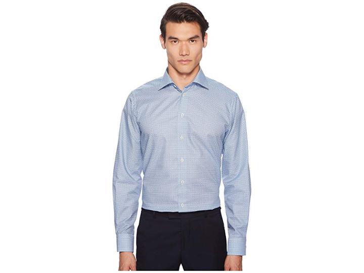 Eton Contemporary Fit Geometric Shirt (blue) Men's Long Sleeve Button Up