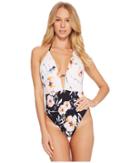 The Bikini Lab True Watercolors Plunge High Leg One-piece (multi) Women's Swimsuits One Piece