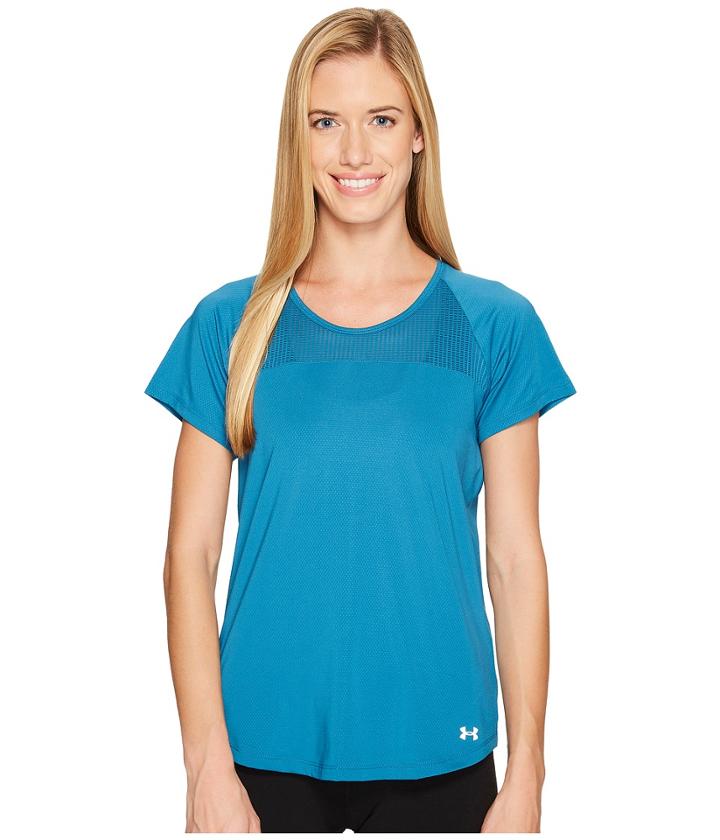Under Armour Fly By Short Sleeve Tee (bayou Blue/bayou Blue/reflective) Women's T Shirt