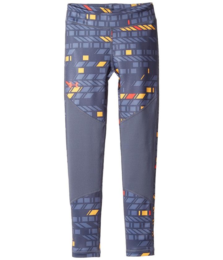 Under Armour Kids Novelty Coldgear Leggings (big Kids) (apollo Gray/apollo Gray/marathon Red) Girl's Casual Pants