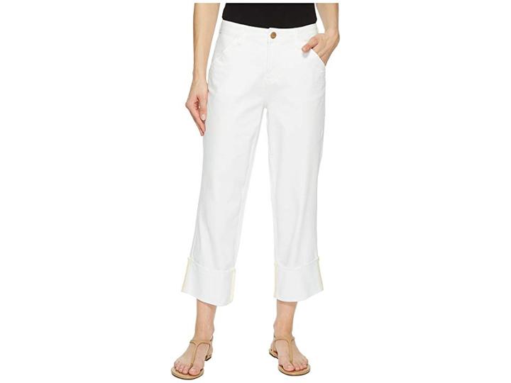 Jag Jeans Eden Wide Cuff Denim Crop In White (white) Women's Jeans