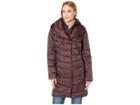 Kenneth Cole New York 3/4 Mixed Quilt Puffer (rum Raisin) Women's Coat
