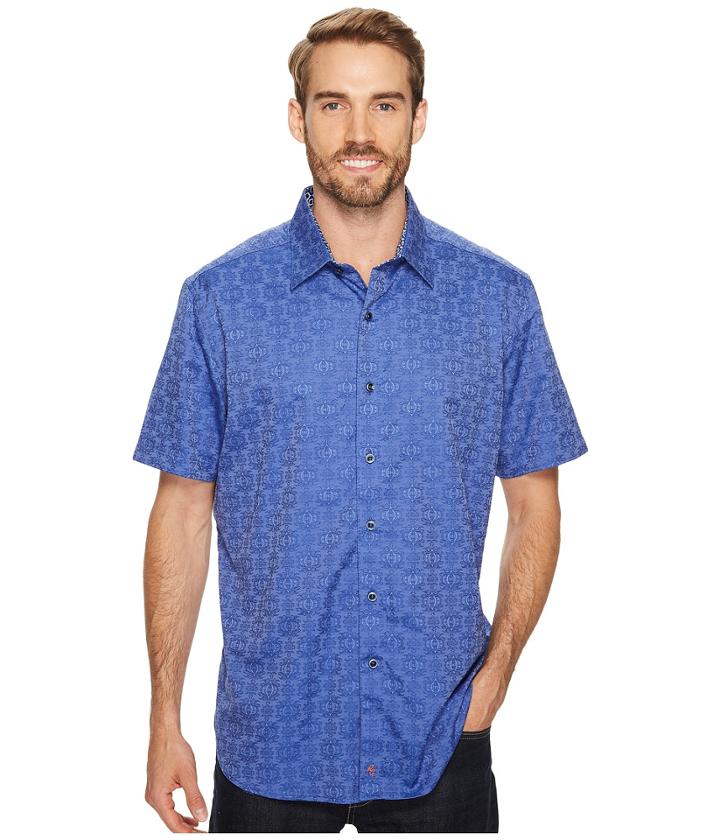 Robert Graham Cullen Short Sleeve Woven Shirt (sapphire) Men's T Shirt