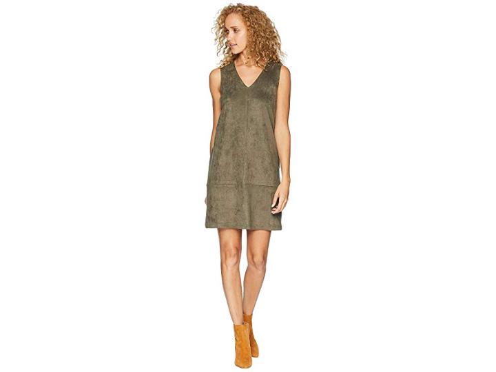 Bishop + Young Faux Suede Shift Dress (olive) Women's Dress