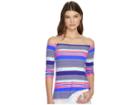 Lilly Pulitzer Audelia Off-the-shoulder Top (true Blue Kaleidoscope Jungle Stripe) Women's Clothing