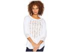 Mod-o-doc Classic Jersey Embroidered 3/4 Sleeve Easy Fit Tee (white) Women's T Shirt