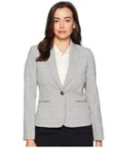 Tahari By Asl One-button Plaid Long Sleeve Jacket (black/ivory/fuchsia) Women's Coat