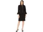 Tahari By Asl Skirt Suit With Collarless Jacket (black) Women's Suits Sets