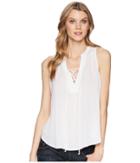 Stetson 1577 Rayon Crepe Laced Loose Tank Top (white) Women's Clothing