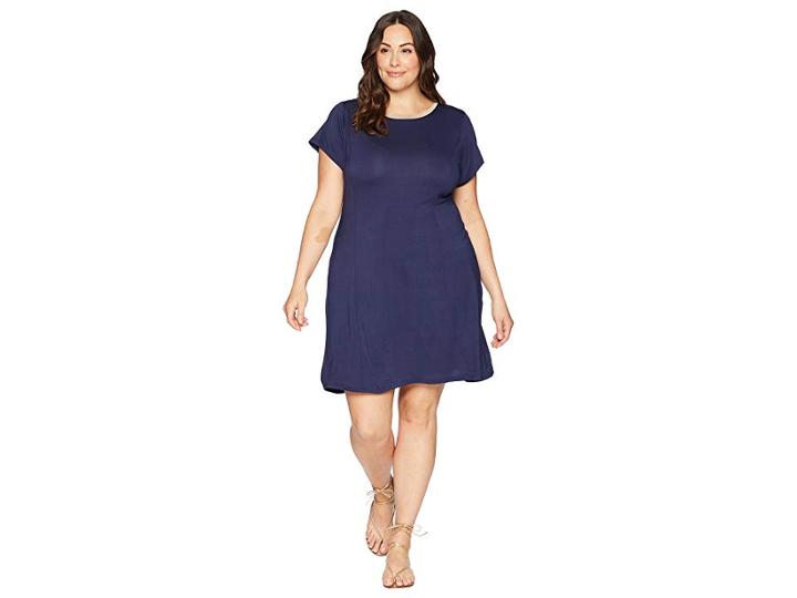 Michael Michael Kors Plus Size Cap Sleeve Seam Mini Dress (true Navy) Women's Dress