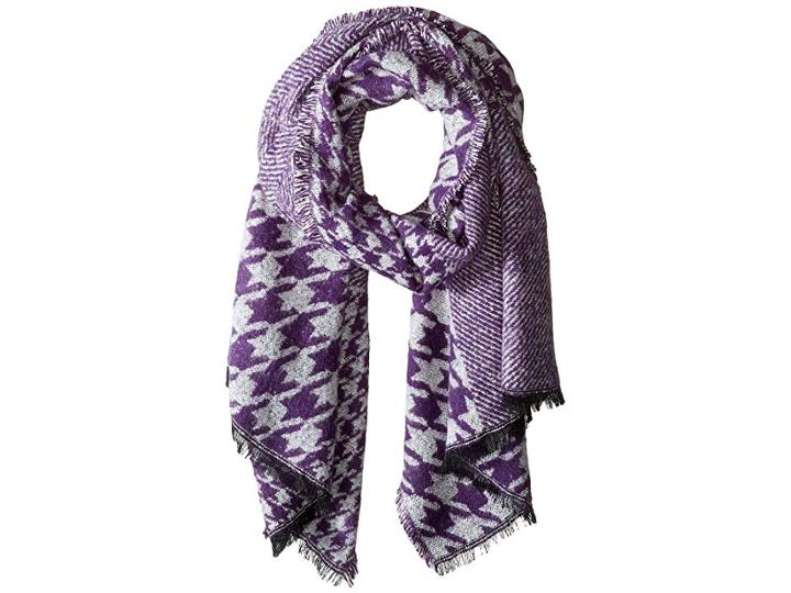 Michael Michael Kors Patchwork Wrap (dark Orchid/cream) Scarves