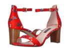 Nine West Pruce Block Heel Sandal (red Multi Fabric) High Heels