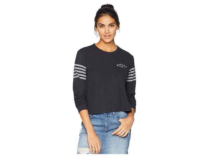 Hurley All State Waffle Tee Long Sleeve (black) Women's Clothing