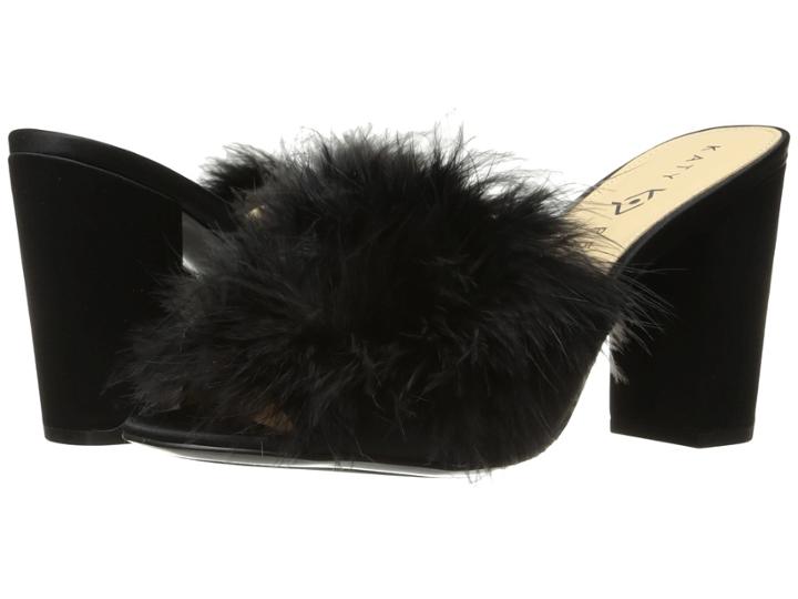 Katy Perry The Bon-bon (black Satin/feather) Women's Shoes