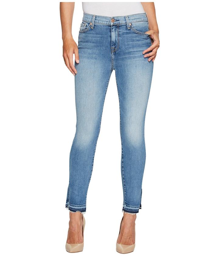 7 For All Mankind The High Waist Ankle Skinny Jeans W/ Side Split Released Hem In Vintage Air Classic (vintage Air Classic) Women's Jeans