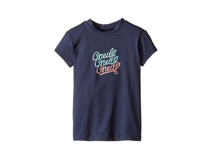 O'neill Kids Skins Short Sleeve Rash Tee (little Kids/big Kids) (slate) Girl's Swimwear