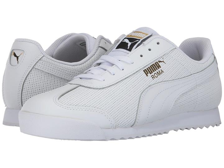 Puma Roma Classic Perf (puma White/puma Team Gold/puma White) Men's Shoes