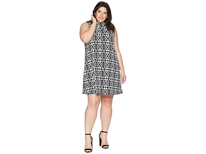 Kari Lyn Plus Size Leanna Sleeveless Dress (black/white) Women's Dress