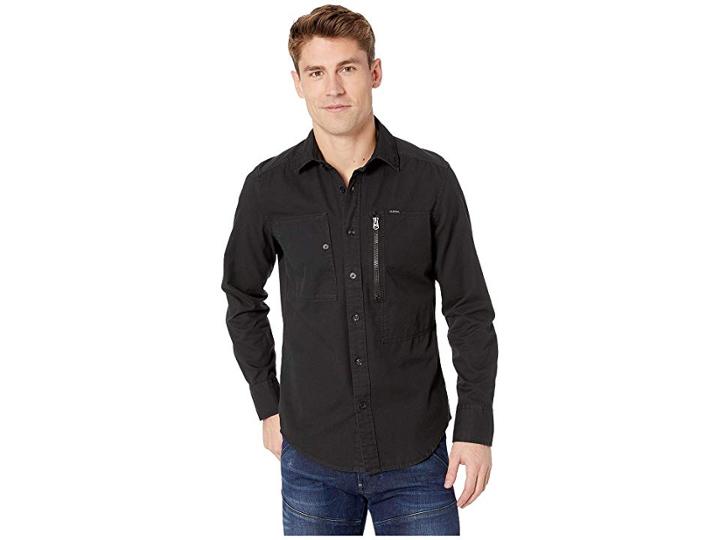 G-star Powel Slim Shirt Long Sleeve (dark Black) Men's Clothing