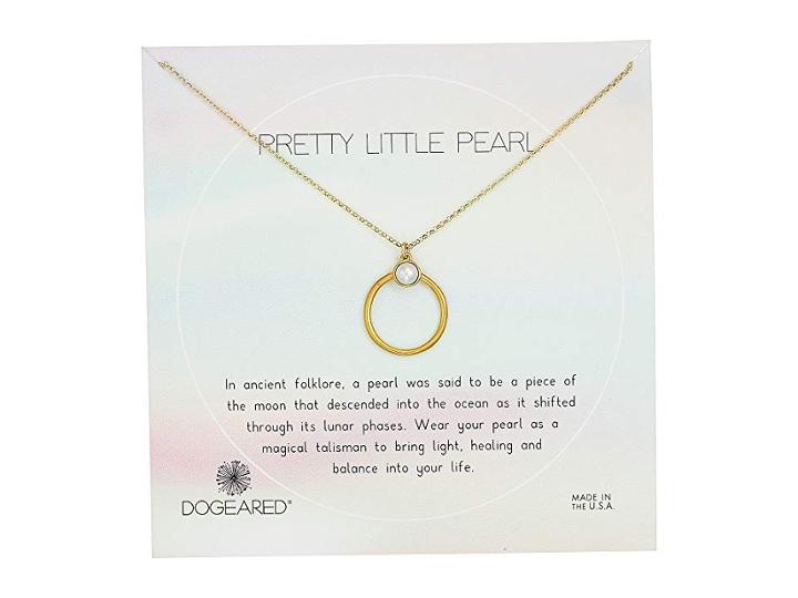 Dogeared Pretty Little Pearls, Ring With Bezeled Pearl Necklace (gold Dipped) Necklace