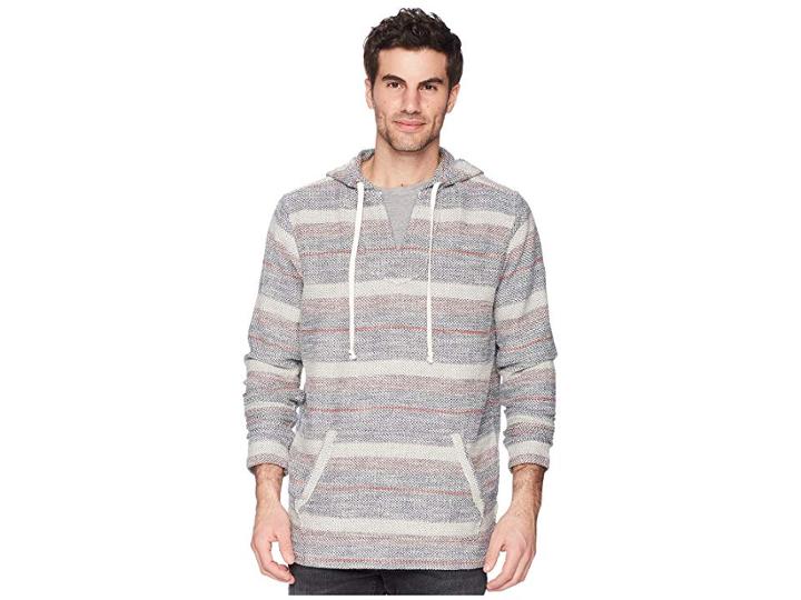 True Grit Pacific Combed Cotton Vintage Washed Poncho With Stitch Details (red) Men's Coat