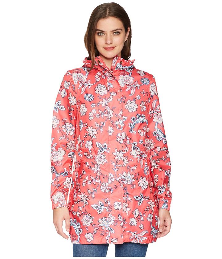 Joules Golightly Waterproof Packaway Printed Jacket (red Sky Indienne Floral) Women's Coat