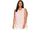 Vince Camuto Specialty Size Plus Size Sleeveless Sheer Chevron Mix Media Tunic (pink Fawn) Women's Blouse