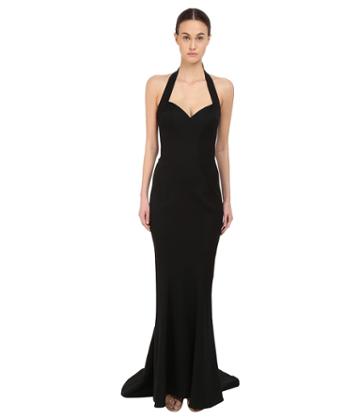Zac Posen Halter Strap Gown (black) Women's Dress