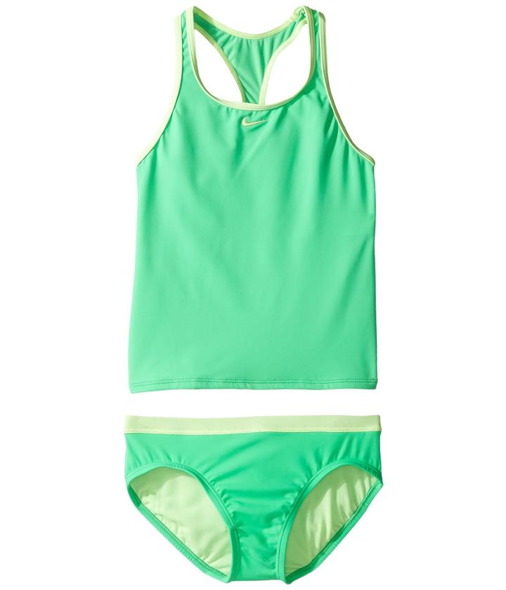 Nike Kids Core Solid Racerback Tankini (big Kids) (electro Green) Girl's Swimwear