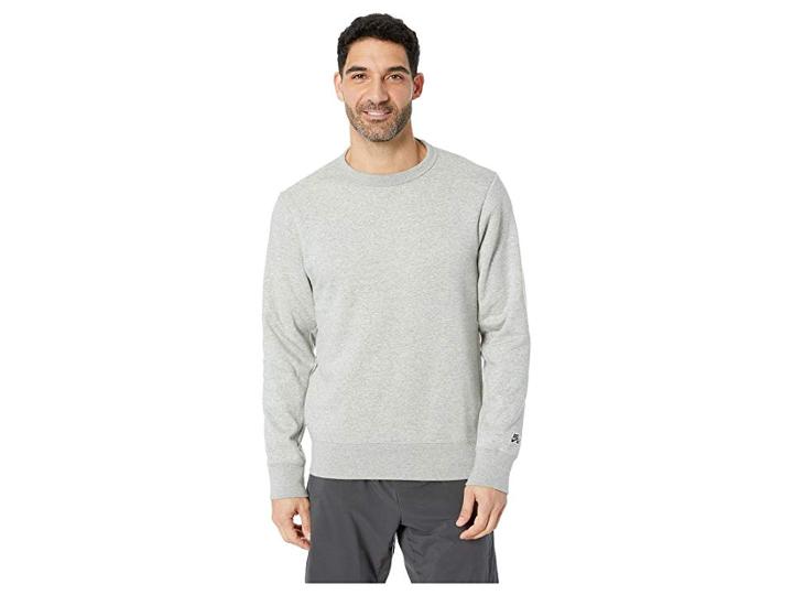 Nike Sb Sb Essential Crew Icon Fleece (dark Grey Heather/black) Men's Fleece