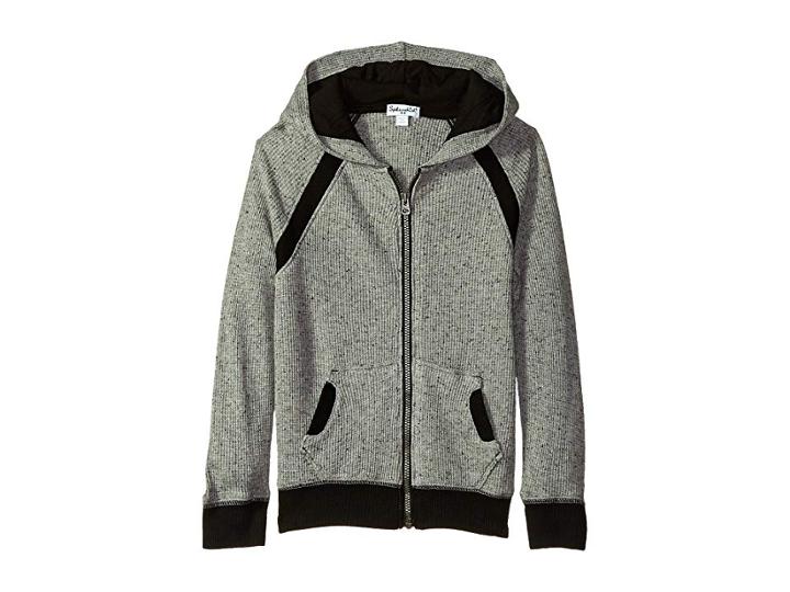 Splendid Littles Waffle Knit Hoodie (little Kids/big Kids) (marled Grey) Boy's Sweatshirt