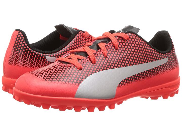 Puma Kids Spirit Tt Soccer (little Kid/big Kid) (red Blast/puma Silver/puma Black) Kids Shoes