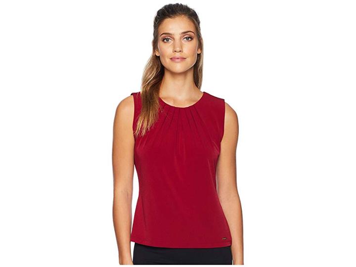 Calvin Klein Pleat Neck Cami (persimmon) Women's Clothing